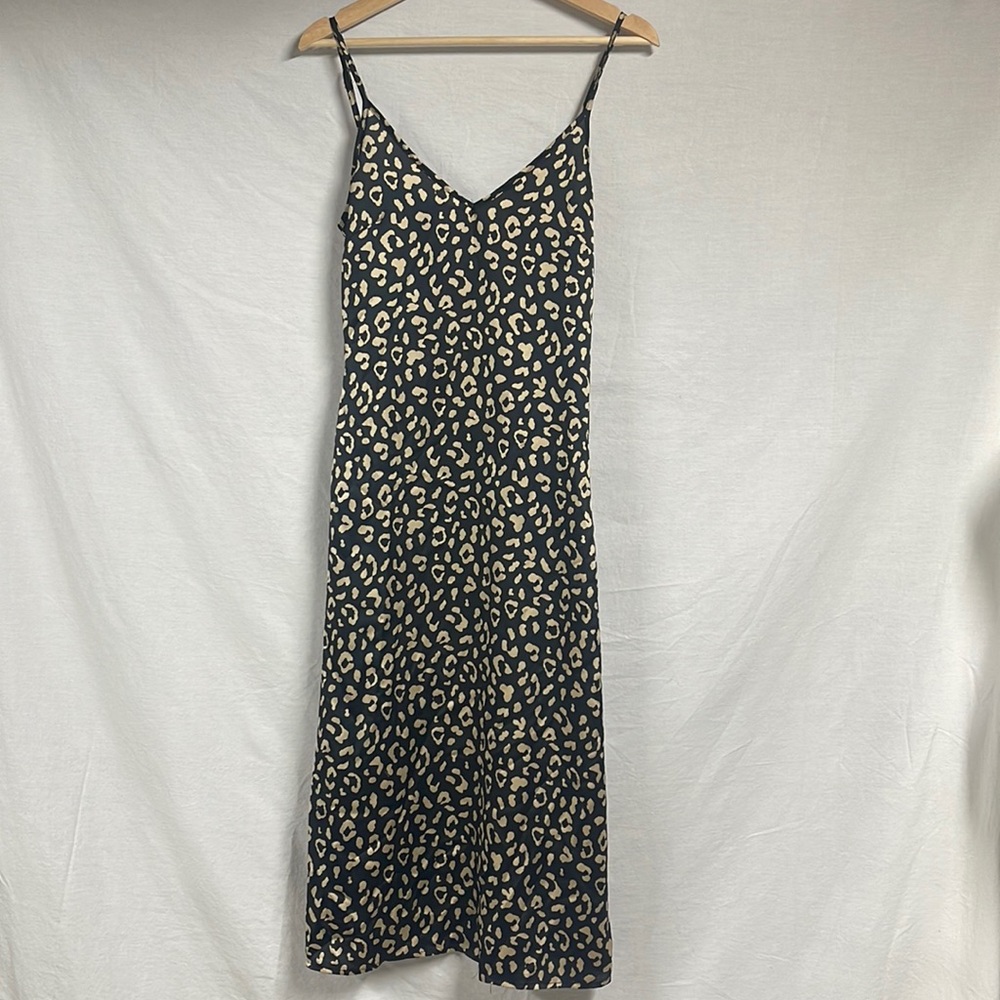 Nova Vintage Leopard Cheetah Print Midi Slip Dress